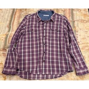 Outerknown Mens Blanket Shirt Berry Purple Cotton Western Flannel Plaid Size 2XL
